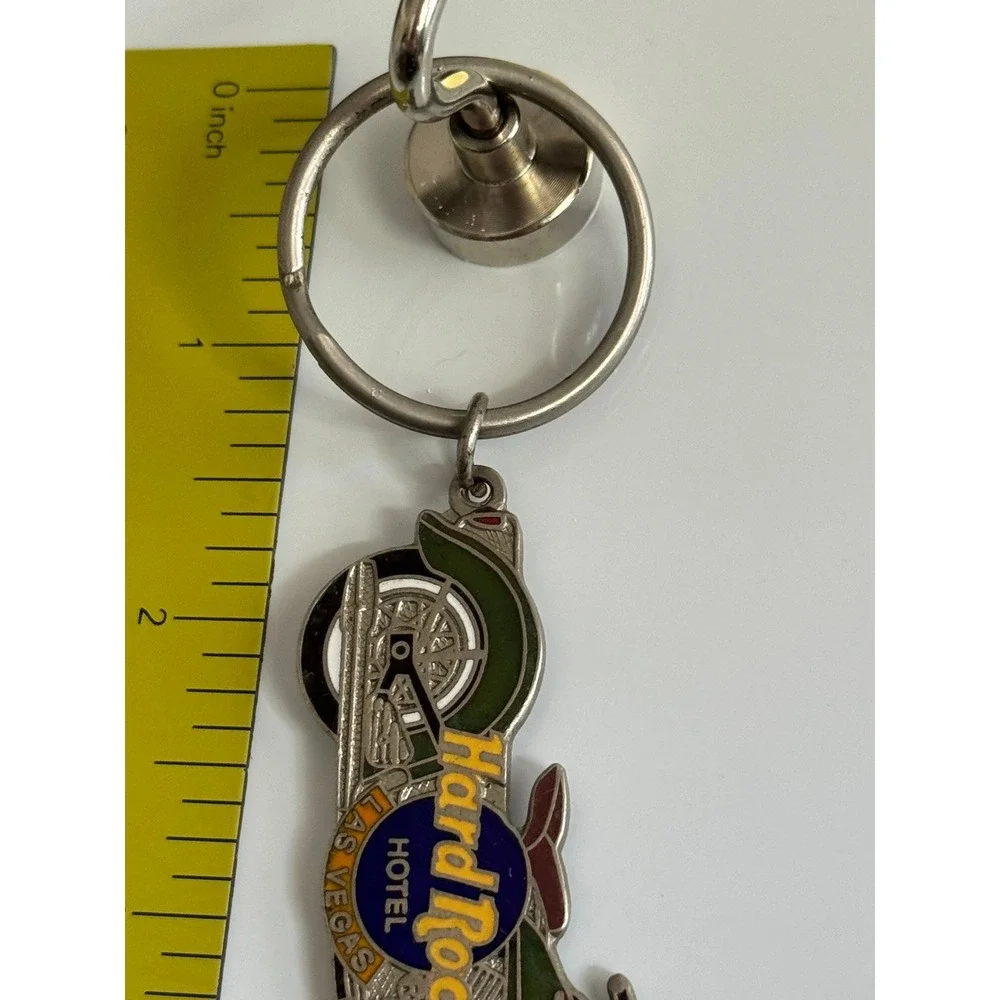 Hard Rock Hotel Las Vegas Motorcycle Keychain Green Enamel Souvenir Biker Metal